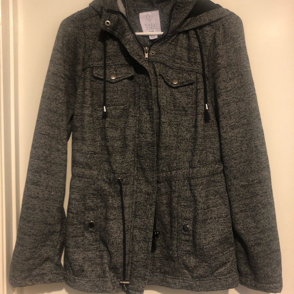 Gray coat with hood